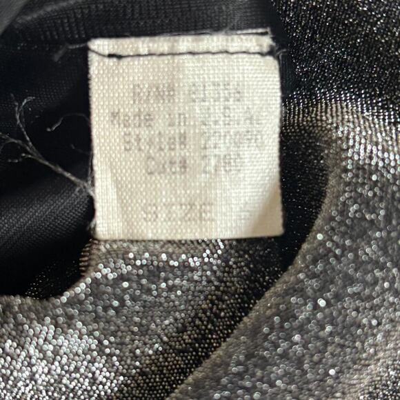 90's vTG ANDREA POLIZZI BLACK SILVER SPARKLE GLITTER COCKTAIL DRESS 6 medium. - Picture 7 of 8